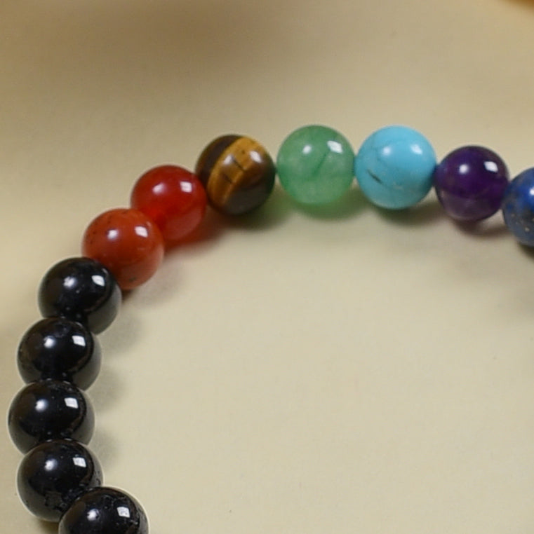 7-Chakra Black Tourmaline Grounding Bracelet