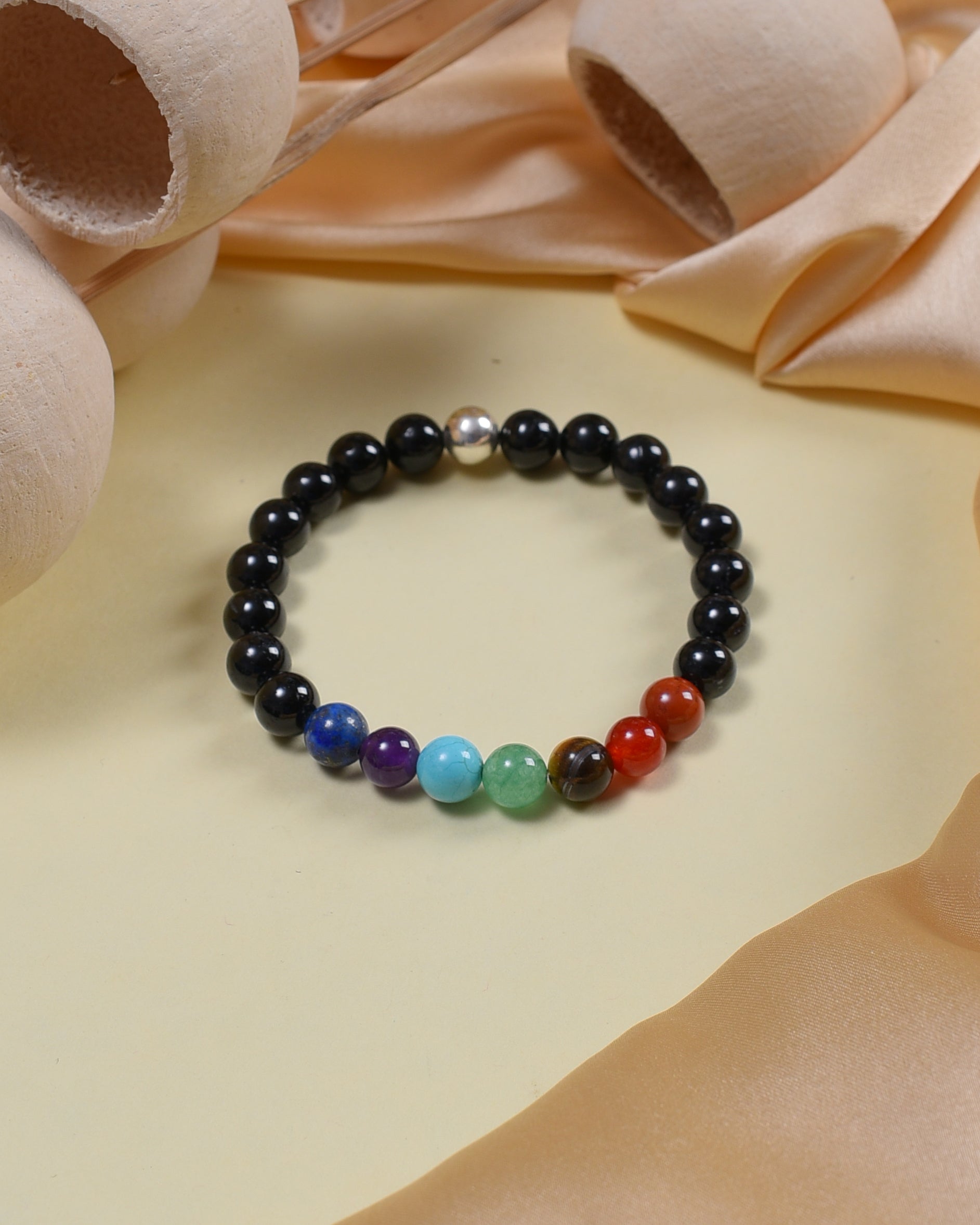 7-Chakra Black Tourmaline Grounding Bracelet