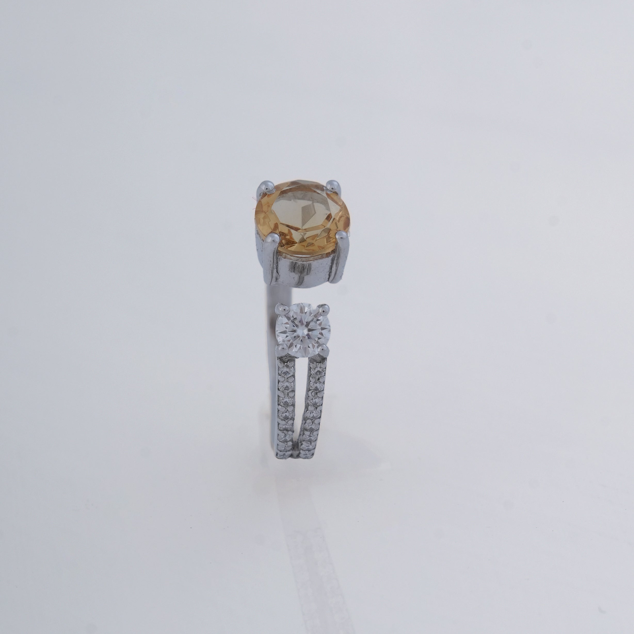 Citrine & Moissanite Ring in 925 Silver, Success & Positivity