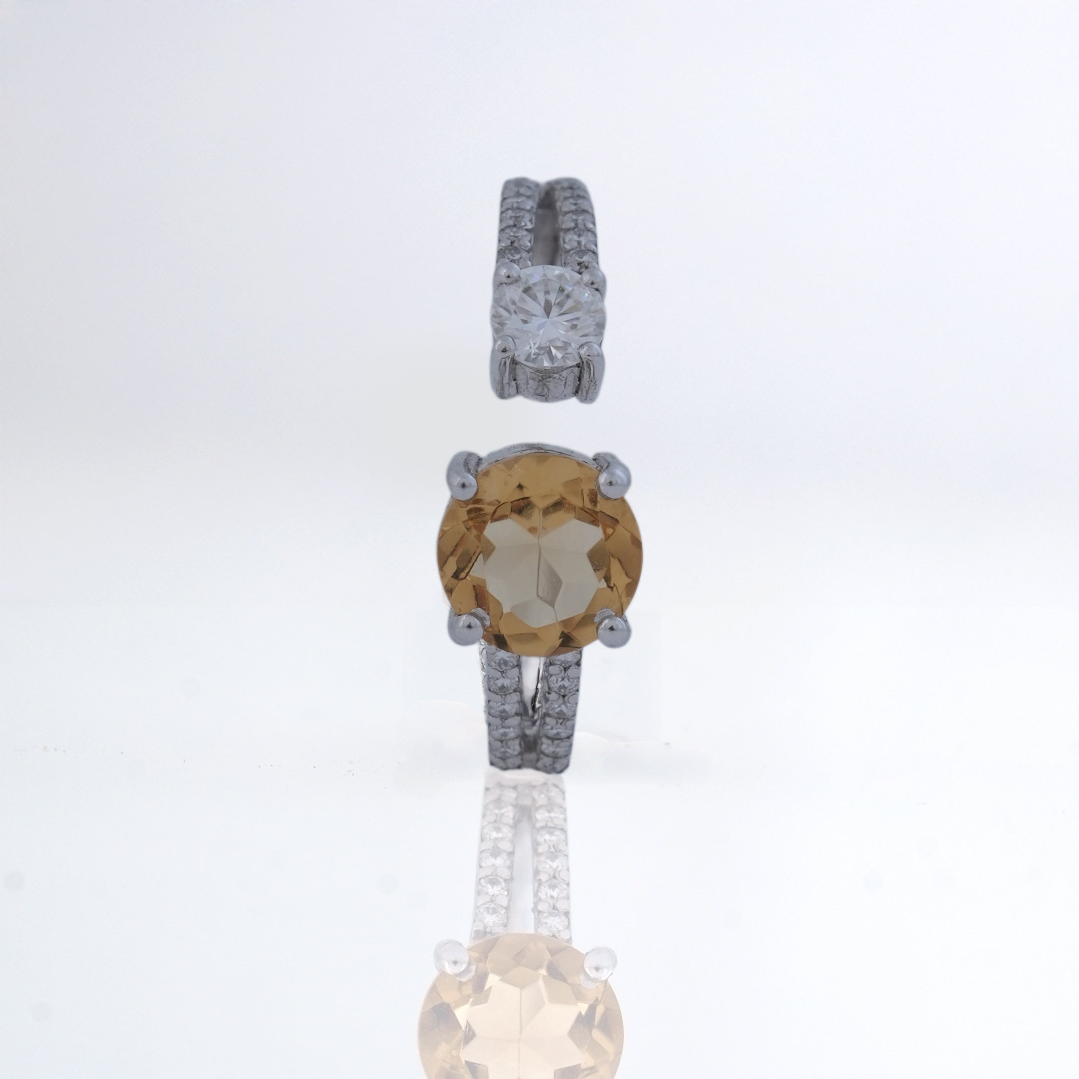 Citrine & Moissanite Ring in 925 Silver, Success & Positivity