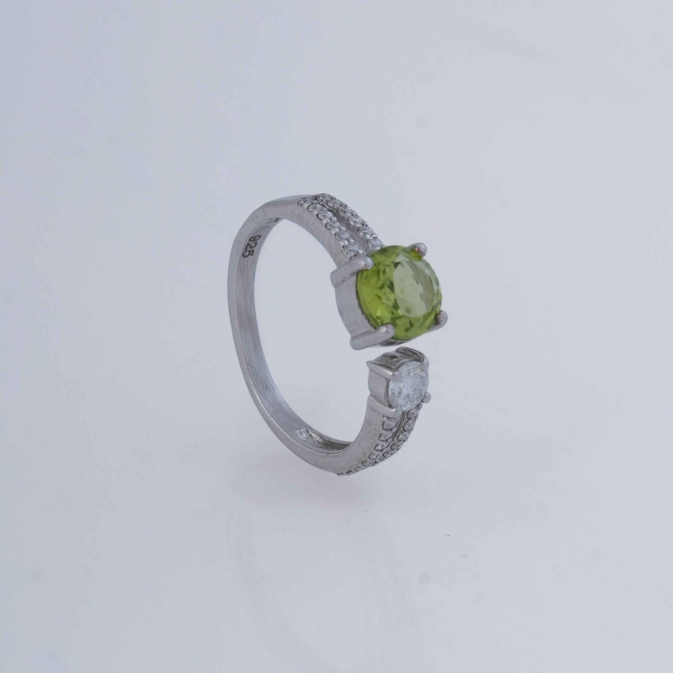 Peridot & Moissanite Ring in 925 Silver, Abundance & Renewal