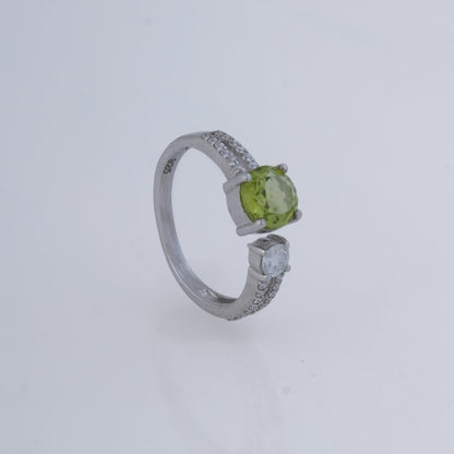 Peridot & Moissanite Ring in 925 Silver, Abundance & Renewal