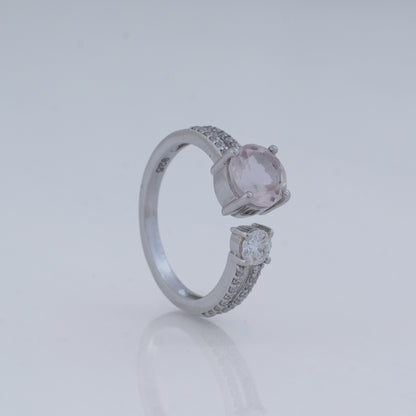 Rose Quartz & Moissanite Ring in 925 Silver, Love & Harmony