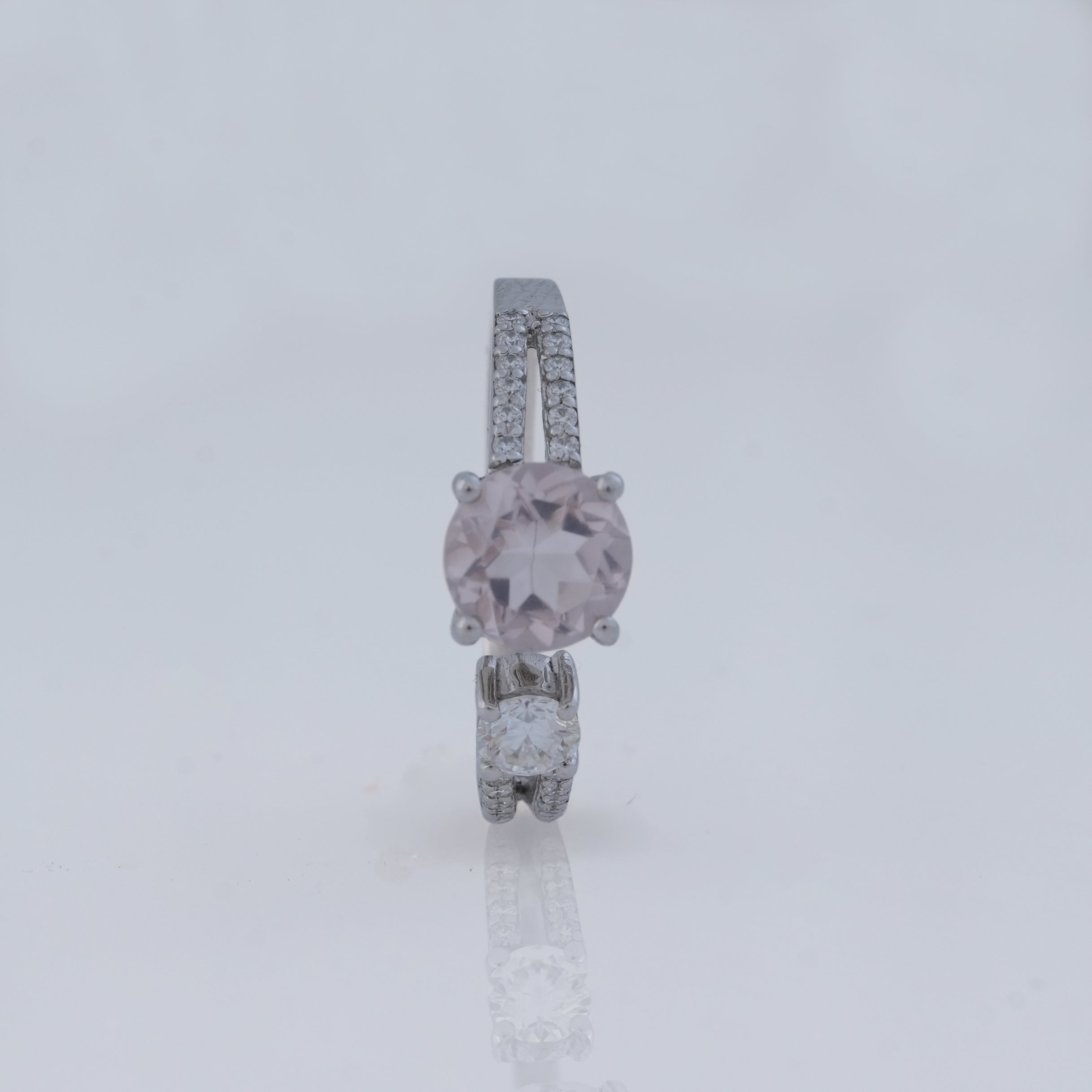 Rose Quartz & Moissanite Ring in 925 Silver, Love & Harmony