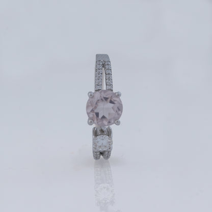 Rose Quartz & Moissanite Ring in 925 Silver, Love & Harmony