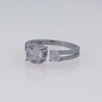Rose Quartz & Moissanite Ring in 925 Silver, Love & Harmony