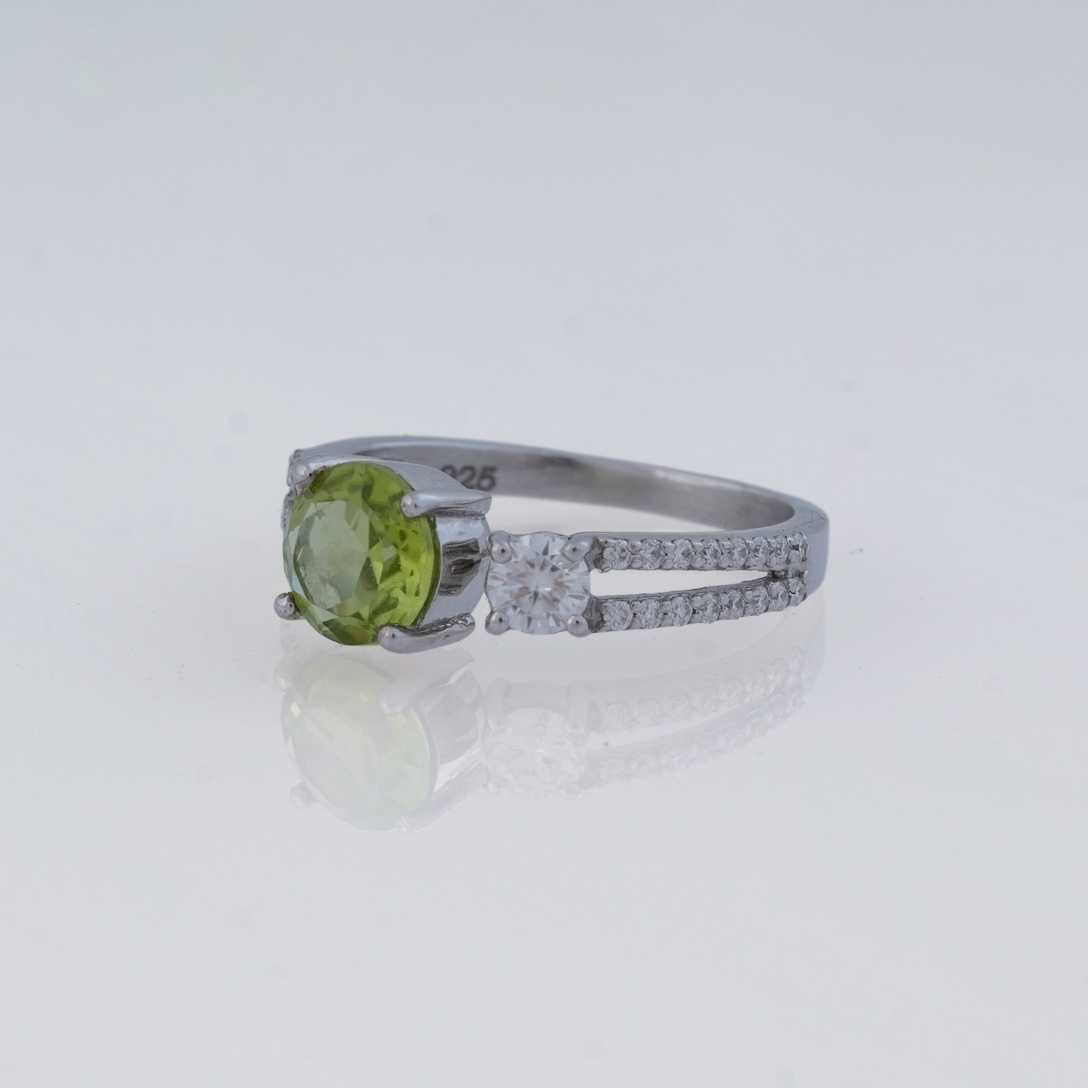 Peridot & Moissanite Ring in 925 Silver, Abundance & Renewal