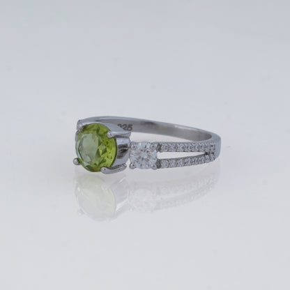 Peridot & Moissanite Ring in 925 Silver, Abundance & Renewal