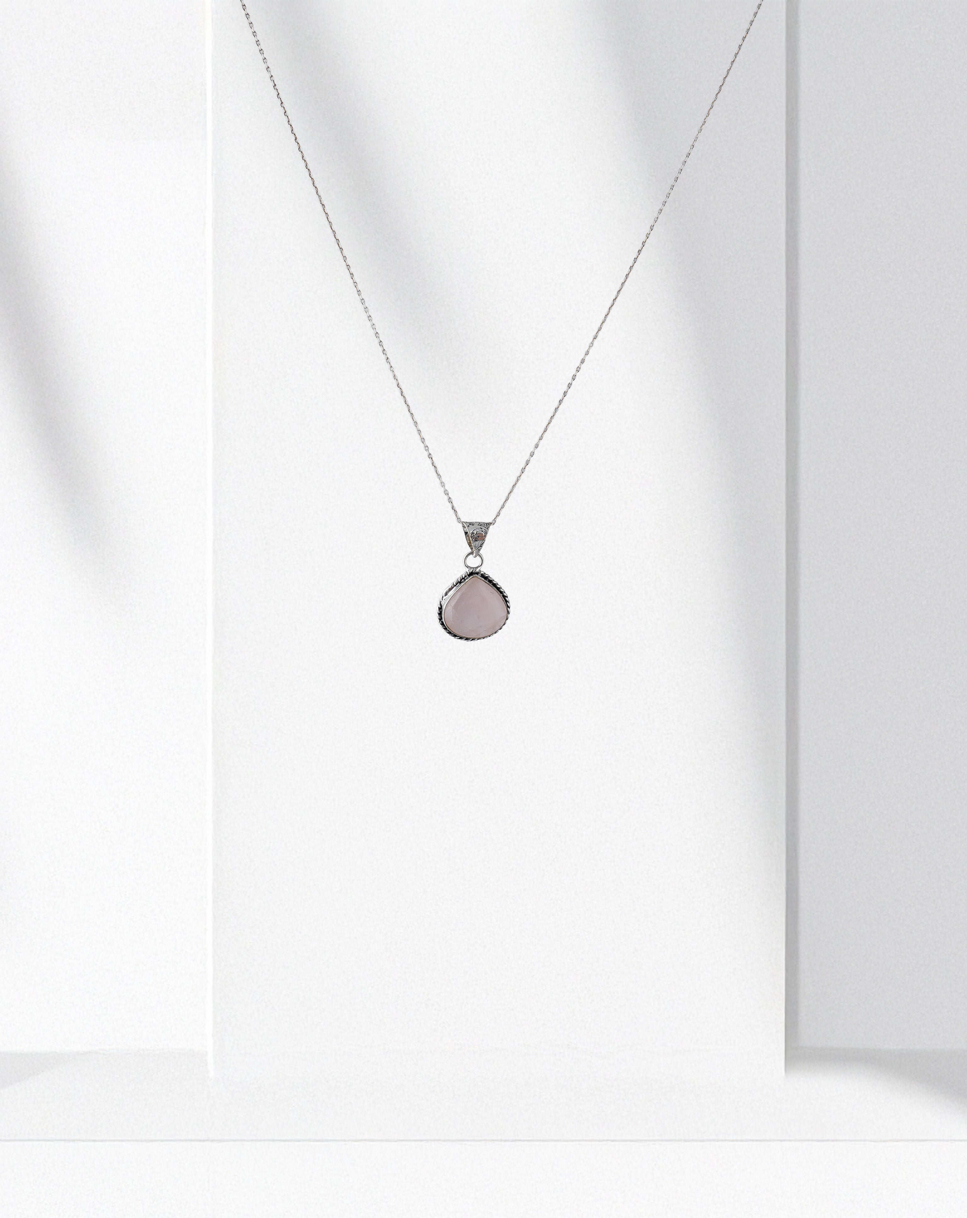 Statement Rose Quartz Unconditional Love Pendant in Metal