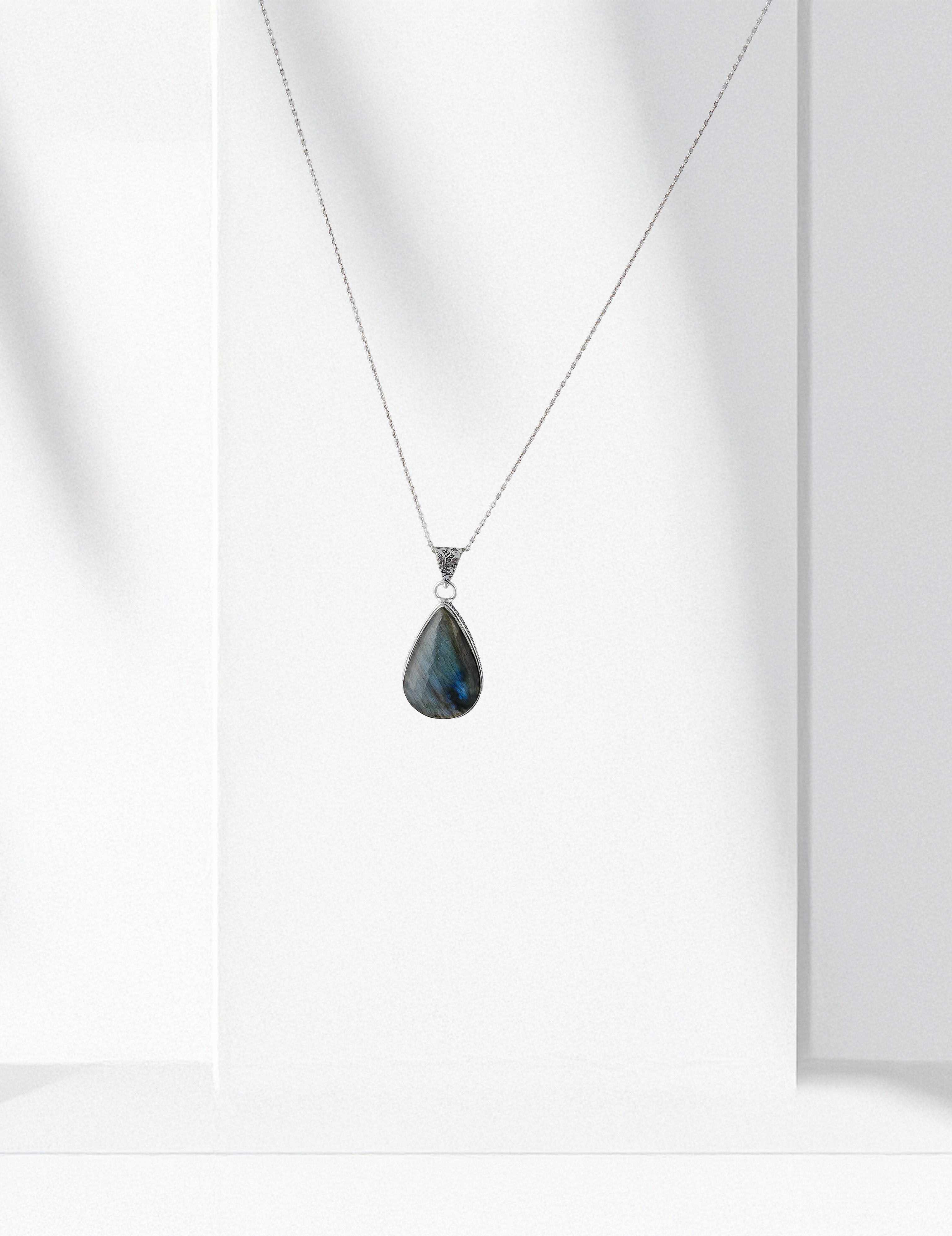 Statement Labradorite Intuition & Energy Shield Pendant in Metal