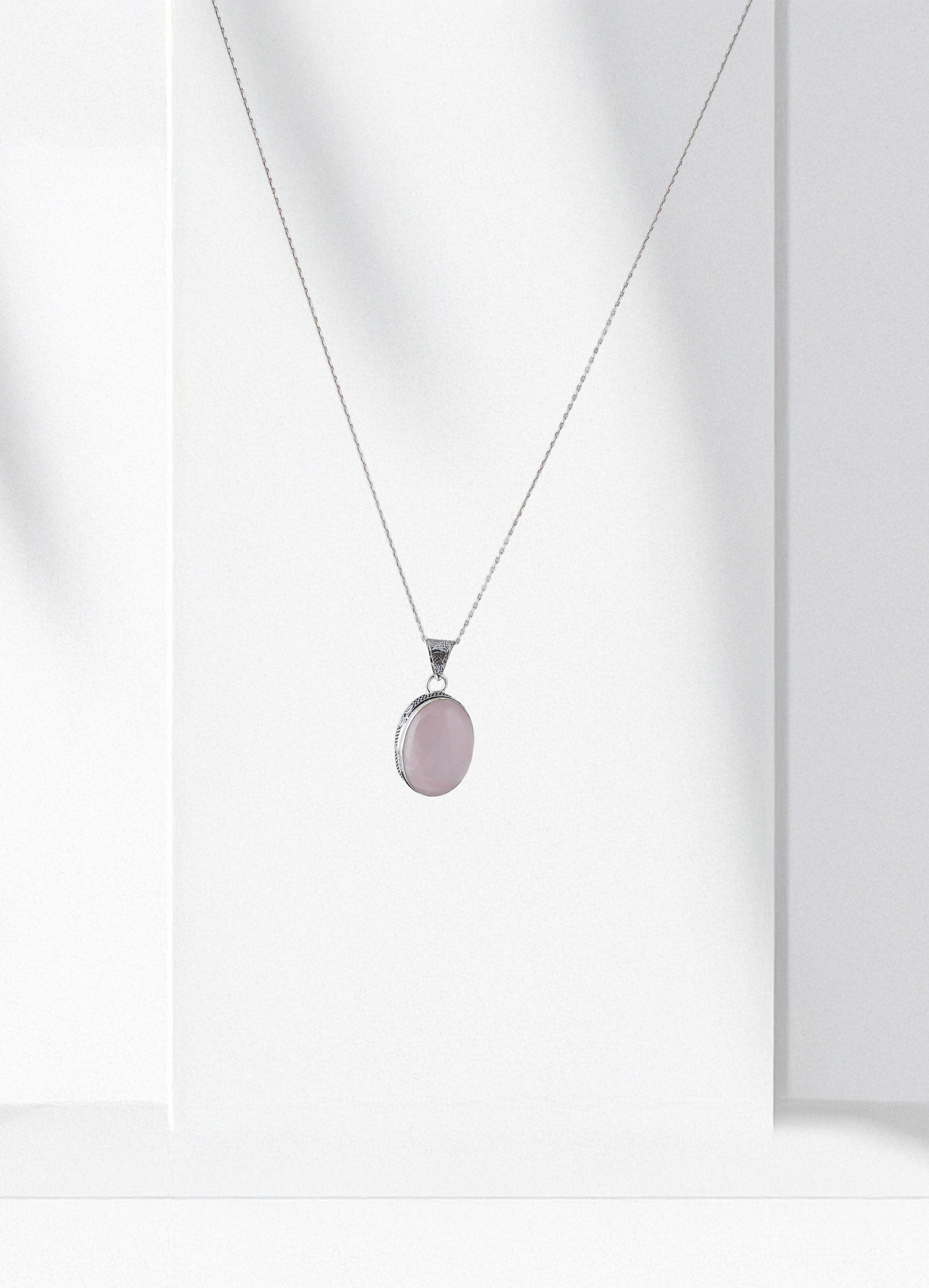Statement Rose Quartz Unconditional Love Pendant in Metal