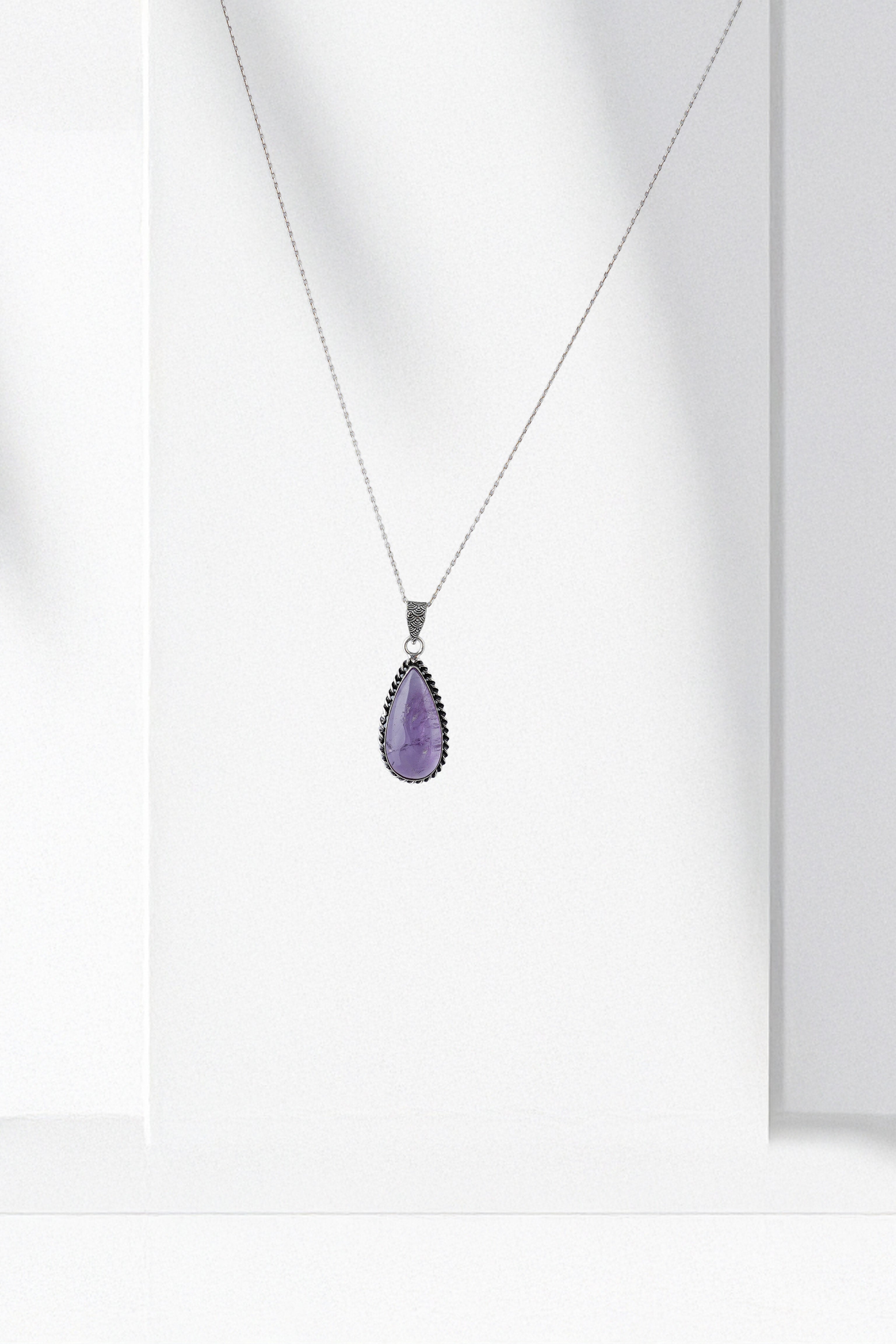 Statement Amethyst Peace & Intuition Crystal Pendant in Metal
