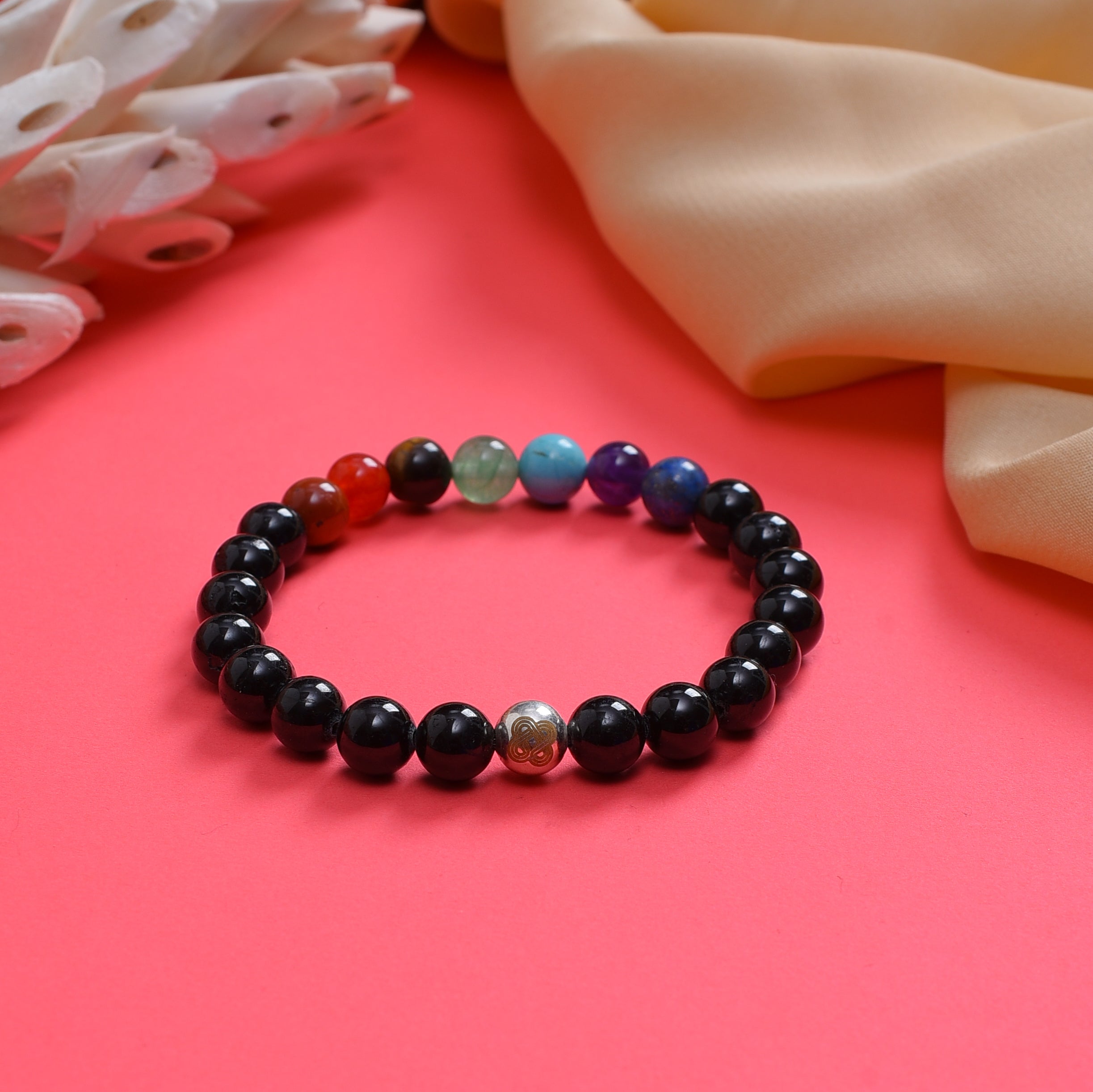 7-Chakra Black Tourmaline Grounding Bracelet