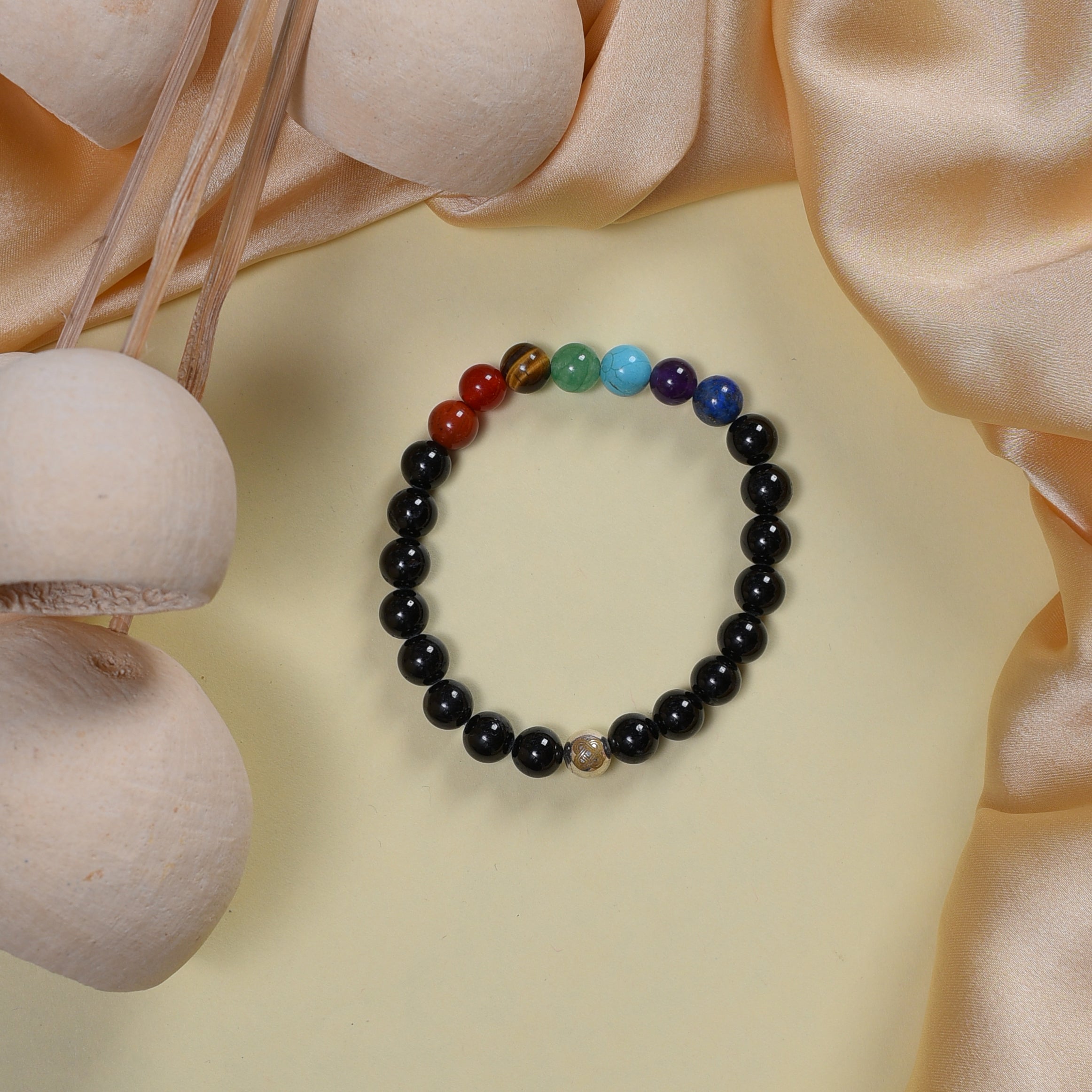 7-Chakra Black Tourmaline Grounding Bracelet